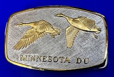 Minnesota Ducks Unlimited Nature Conservation Vtg. 2.75" Two Tone Belt Buckle