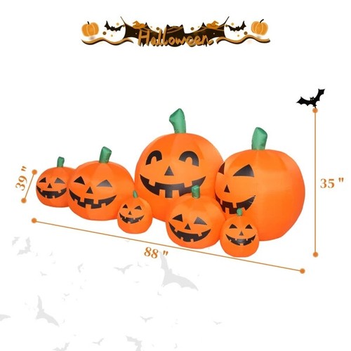 Zucca Gonfiabile Halloween, Decorazioni Halloween Gonfiabile da Esterno, LED 7Ft - Foto 5 di 10
