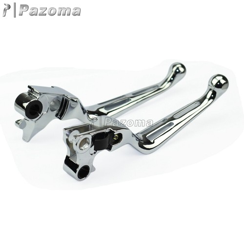 Chrome Wide Blac Hand Levers Clutch Brake For Harley-Davidson Dyna Softail 96-15 - Picture 8 of 11