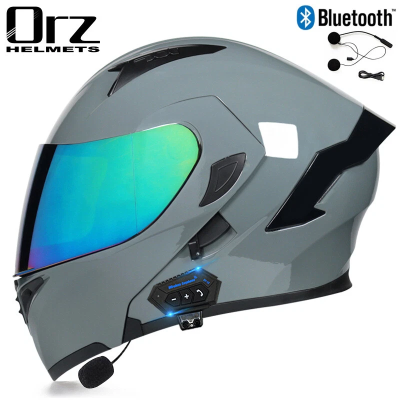 Motorcycle Bluetooth Helmets,Full Face Flip Up Dual Visors Modular Helmets,DOT Approved Helmet,Men and Women Motorbike Helmets