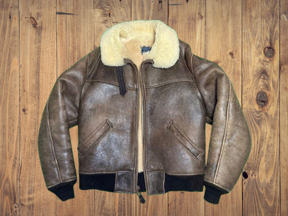 AVIREX Type B-6 Flight Jacket Sheepskin Mouton Leather Brown Size