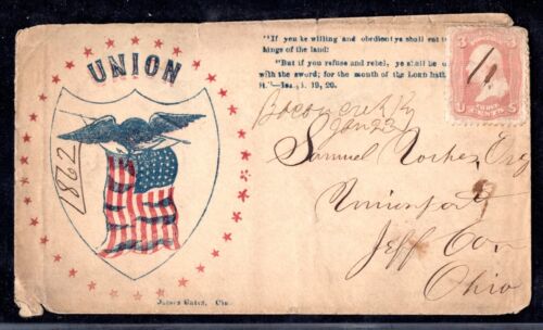 US 1862 CIVIL WAR PATRIOTIC COVER UNION FLAG & EAGLE DESIGN