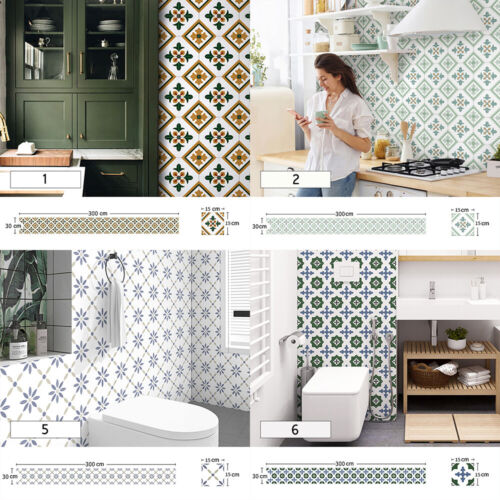 Bathroom Kitchen Wallpaper Floor Wall Contact Paper Stickers Home Decor - Afbeelding 1 van 18