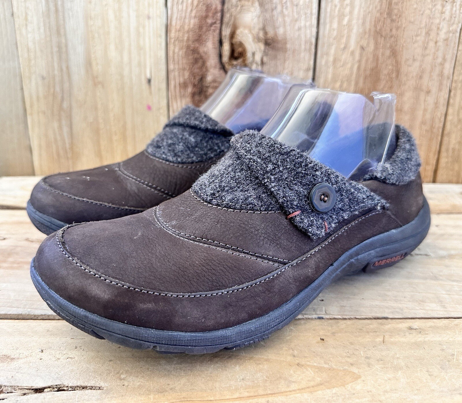 Merrell Mules Zoccoli Scarpe Donna 7 5 Marrone Bracken Pelle Slip On Comfort