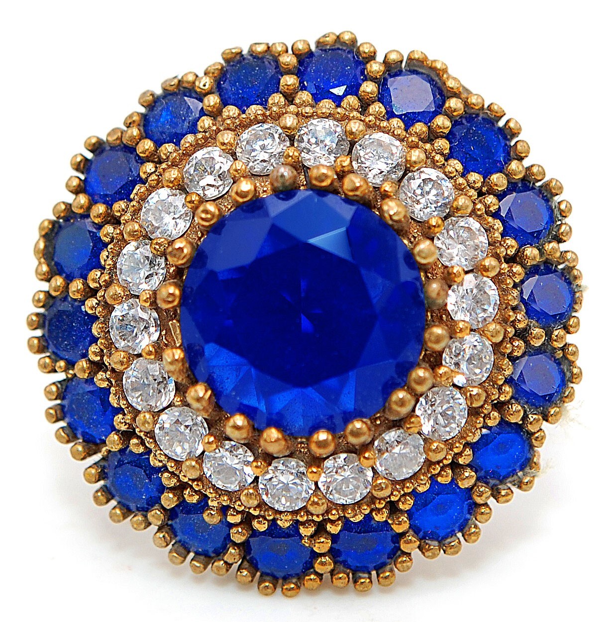 Sterling Silver Ottoman Empire 3CT Treated Sapphire Ring Size 8 HB3-9