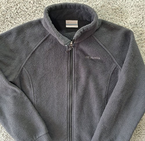 Columbia Jacket Boys Sz L Large 14-16 Fleece Lightweight Full Zip Pockets Black - Picture 3 of 8