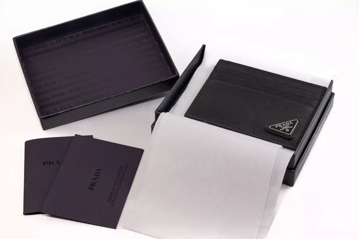 Prada Saffiano Triangle Card Holder