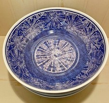 NEW Sigrid Olsen Melamine Salad Pasta Soup Bowls Blue White Batik Burst 4 Pc SET