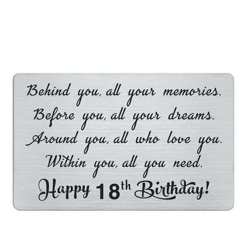 18th Birthday Stainless Steal Wallet Card, Funny Engraved Greeting Card Gift
