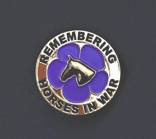 PURPLE POPPY - HORSES - REMEMBRANCE BADGE - GOLD                    (P25)
