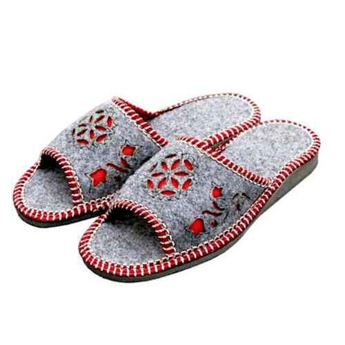 OLShop AG Herren Filz Pantoffeln Grau - Mit Gummisohle Größe 36