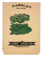 c.1920 Card Seed Moss Curley Parsley Empty Packet Color Graphics Fredonia NY VTG