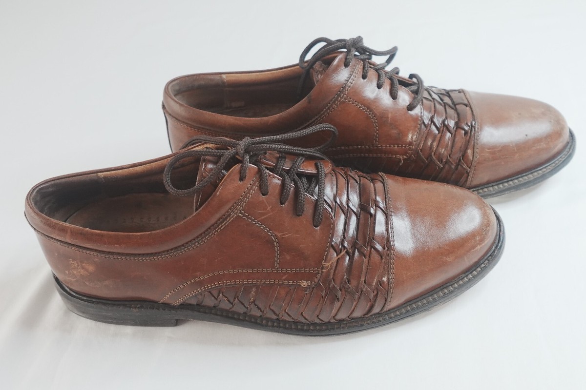 Johnston & Murphy Passport Size 8M Lace Up Woven Mens Brown 