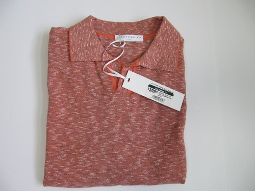 MRSP$399 Nuova Umberto Vallati Maglia Polo Arancione Melange Cotone T Shirt Uomo S M L - Foto 15 di 16
