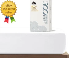 100% Cotton Full Size Fitted Sheet Only - 500 Thread Count 16" Deep Pocket Full