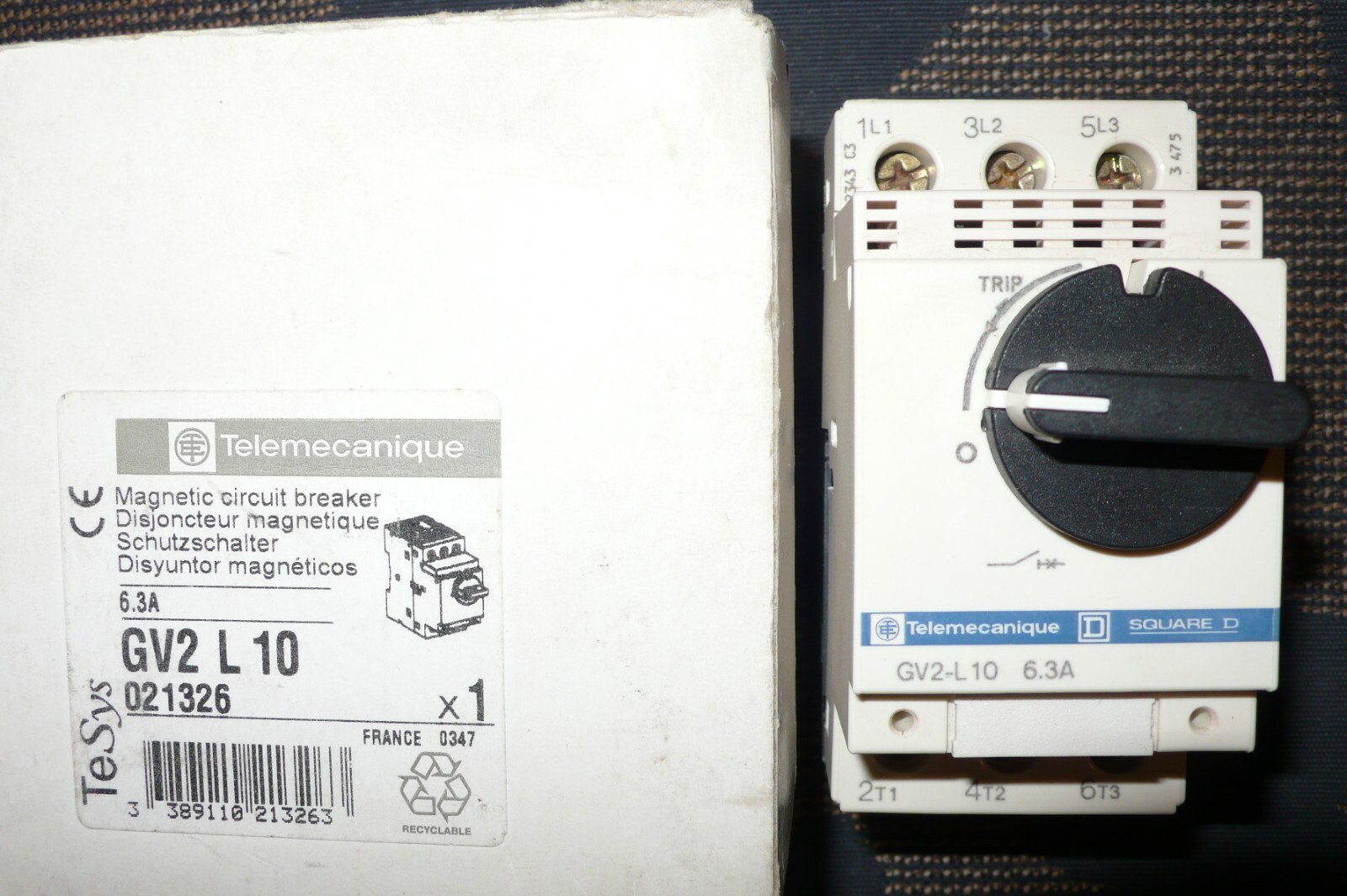 Disjoncteur moteur triphasé GV2L10 6.3A Merlin Gerin commande magnétique mono