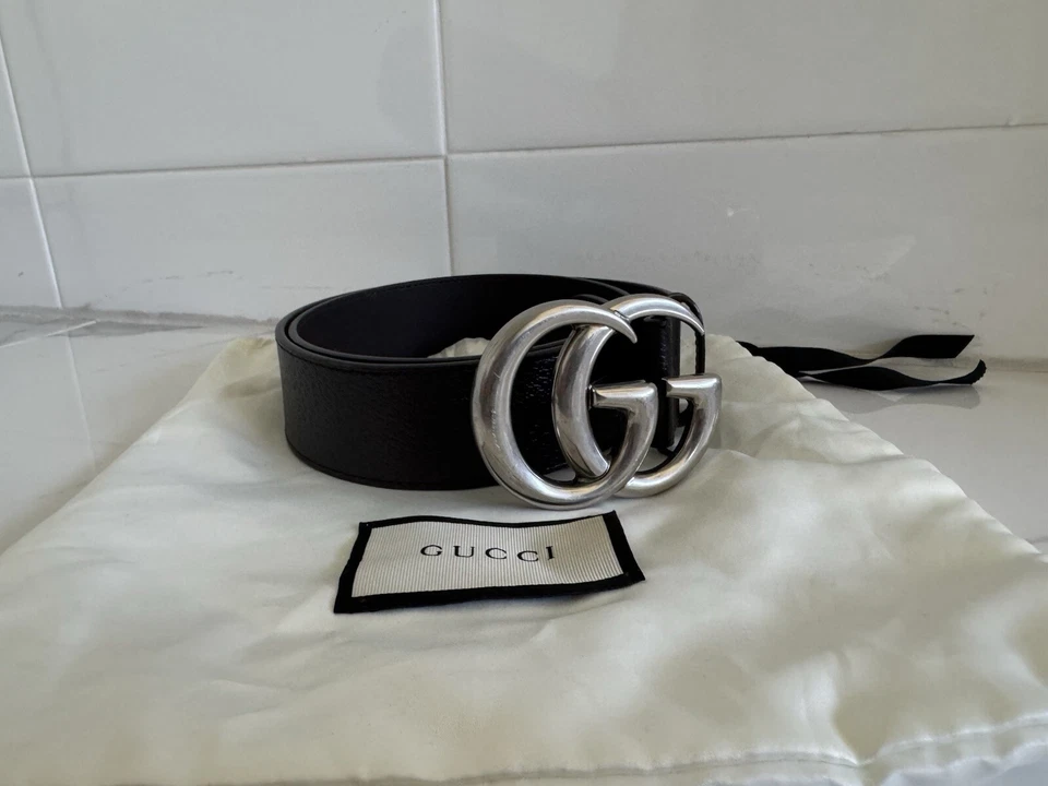 CINTURÓN ANCHO GUCCI GG MARMONT, CUERO MARRÓN, Talla 32 Foto 2 de 3