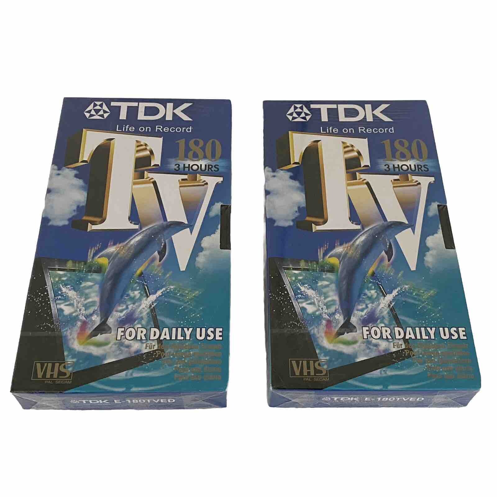 X2 TDK Blank VHS cassette 180 minute 3 hour video tape for daily use New sealed