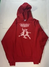 Basketball Hoodie Men's Medium Red Drawstring Pullover Access Denied Sweatshirt