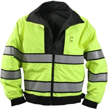 Rothco Reversible Hi-Vis Waterproof Uniform Jacket Reflective Duty Coat Black