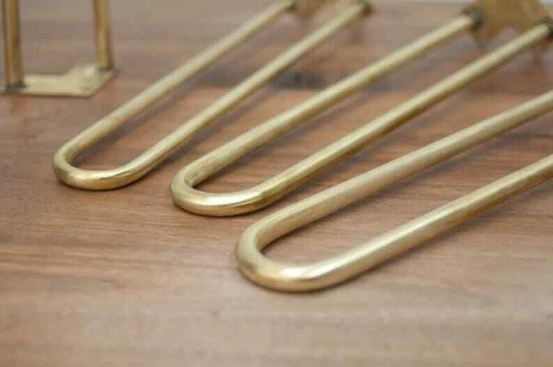 Conjunto de 4, 10" a 40", Latão Maciço PESADO Pernas de Cabelo Latão Maciço Pernas de Mesa - Imagem 2 de 4