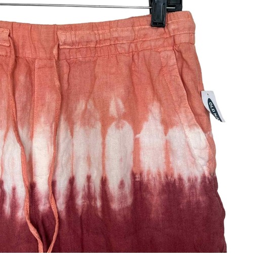 Old Navy Raspberry Dip-Dye High-Waisted Linen-Blend Shorts Size Medium - Picture 3 of 9