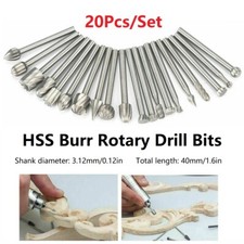 20Pcs/Set Wood Milling Cutter HSS Carving Rasps Rotary File Burrs Bit Dremel Kit