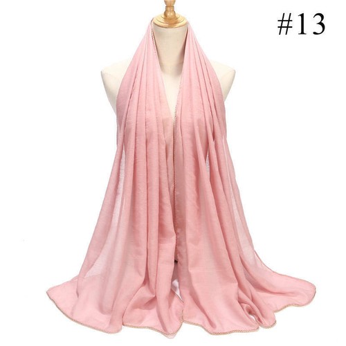 Women's Muslim Chain Edges Long Scarf Women Plain Color Scarves Shawls Hijab New - 第 25/27 張圖片