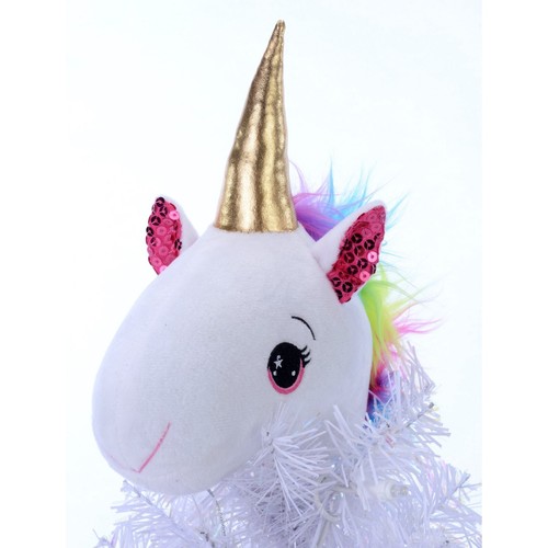 Holiday Time 24" White Clear LED Lights w/Fuchsia Ornaments Pre-Lit Unicorn Tree - Picture 5 of 9