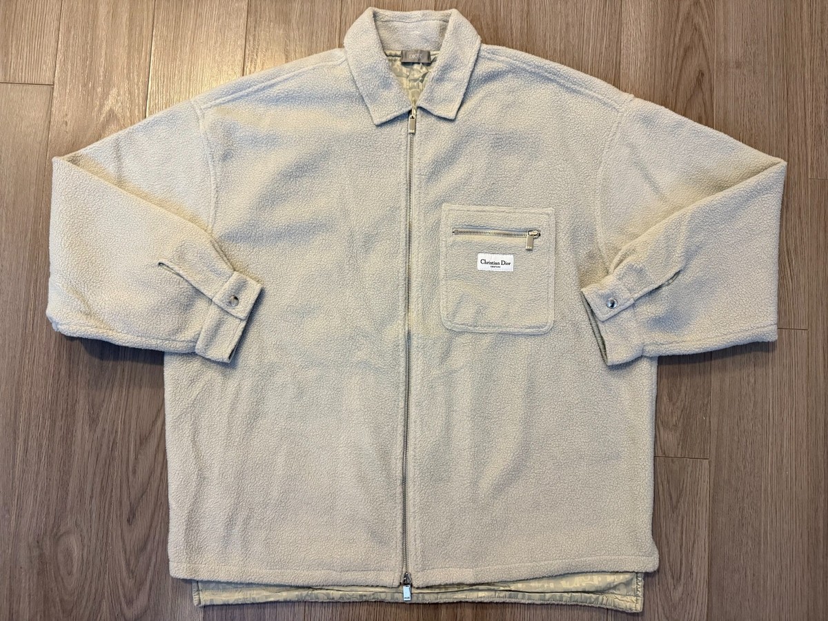 Dior Couture Zipped Overshirt gray cotton and wool fleece sz