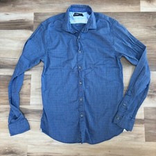 Scotch  Soda Shirt Mens Medium 100 Cotton Blue Striped Button Up