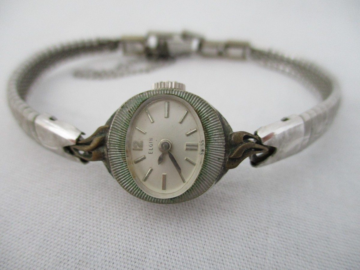 Elgin Swiss Made Women's Silver Toned Analog Watch 10K RGP Bezel