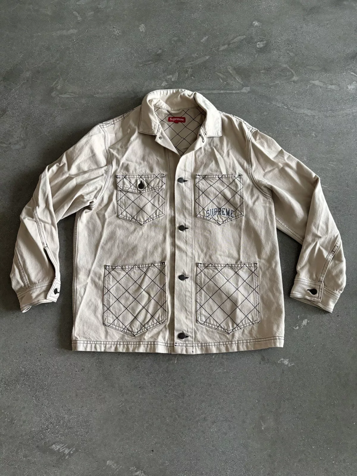 Manteau de corvée en jean Supreme FW18 point de diamant taille S