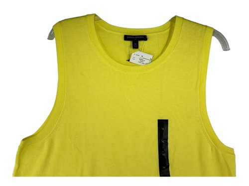 Banana Republic Women Size XL Sweater Yellow Sleeveless Scolloped Hem - Picture 3 of 11