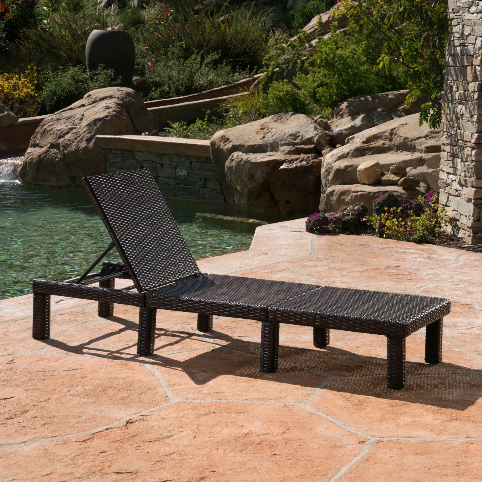 Joyce Outdoor Multi-brown Wicker Chaise Lounge without Cushion