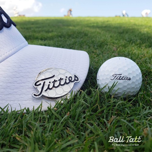 Ball Tatt - Titties Golfball Stempel selbstfärbend mit XL Metall Ballmarker - Bild 8 von 8