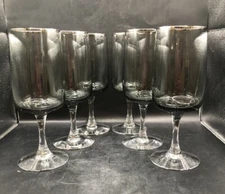 Vintage Fostoria Cherish Smoke Platinum Trim Water Ice Tea Glass Set Of 6 Simple