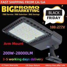 200W LED Parking Lot Area Light Dusk to Dawn Outdoor Shoebox Street Pole Lamp US