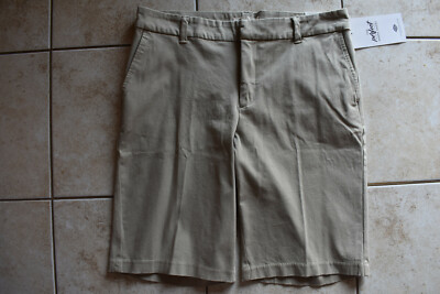 New Women's Dickies The Perfect Shape Shorts 14 Khaki Tan Free Shipping Stretch