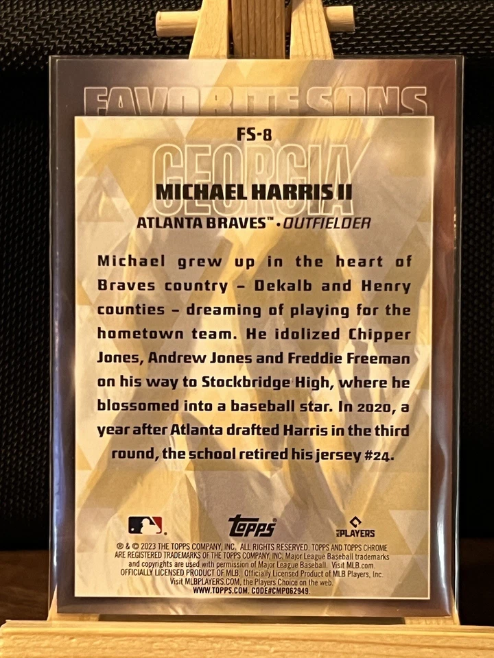 2023 Topps Series 2 Michael Harris II Favorite Son Black parallel #94/299 FS-8 - Image 2 of 3