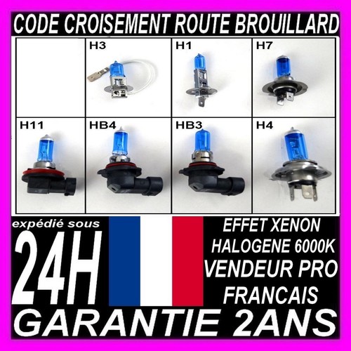 ROADSUN Ampoules Halogènes H1/H7 Ultra Puissantes 20000LM Pour Renault Clio 4 2012-2023 - Feux De Route & Croisement 6000K Blanc