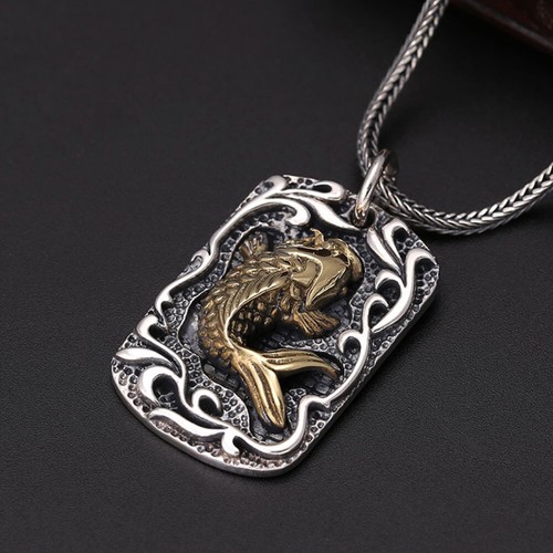 Real Solid 925 Sterling Silver Pendants Animals Carp Fish Fashion Jewelry - 第 4/6 張圖片