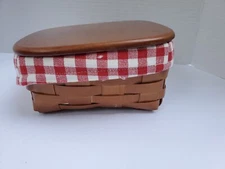 Canadian Maple Baskets By Heritage Mint, LTD. Basket W/Wooden Lid Cloth Liner