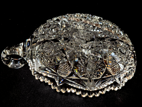 Antique AMERICAN BRILLIANT PERIOD Crystal 8" Divided Bowl - Unknown Maker McKee? - Picture 4 of 9