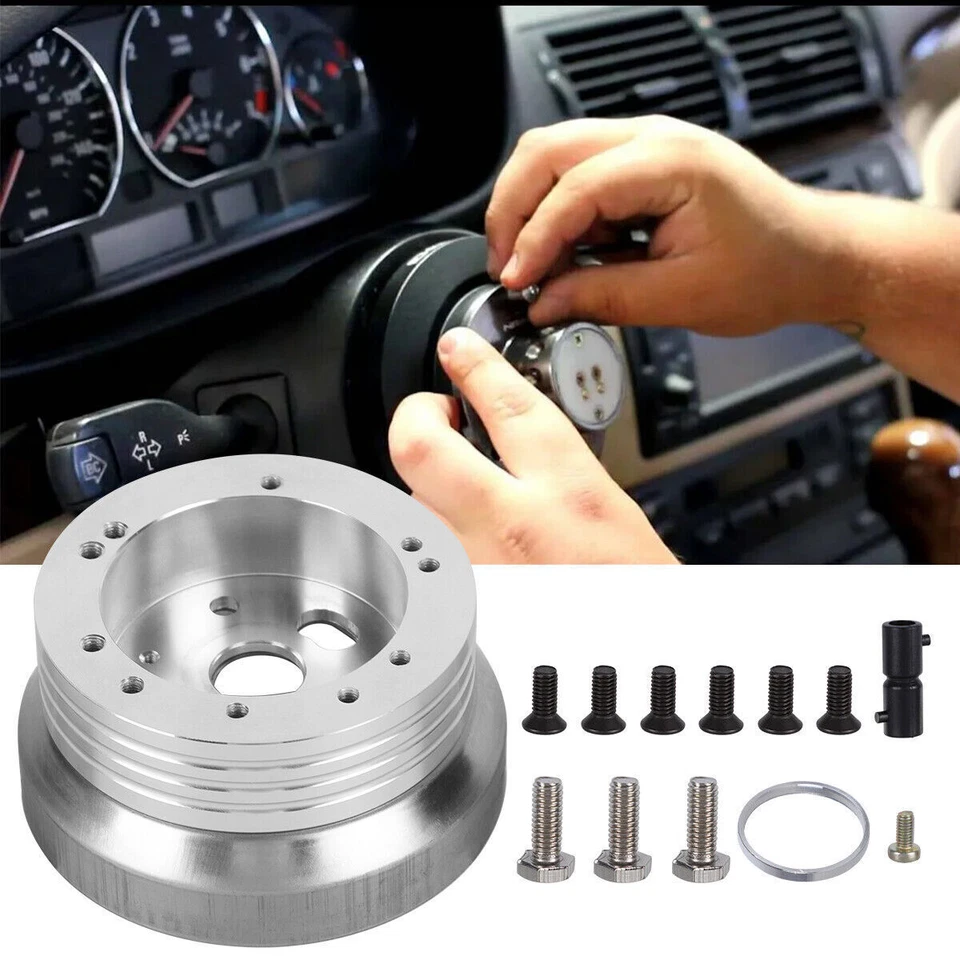 Adaptador de buje pulido para volante de 5 y 6 orificios Flaming River Ididit para GM Chevy Foto 4 de 4