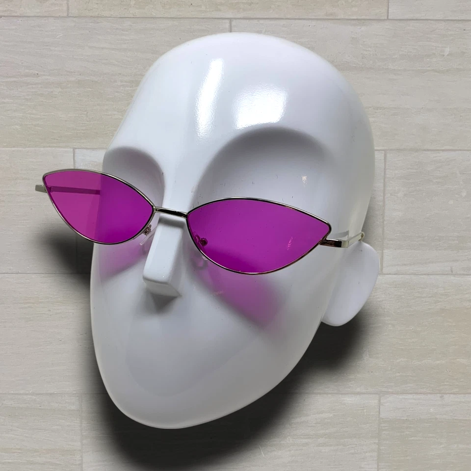 Gafas de sol vintage Y2K Avant Garde ojo de gato lentes púrpuras marco plateado nueva onda Foto 3 de 3