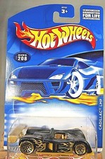 2001 Hot Wheels Mainline/Collector #208 CADILLAC LMP Flat Black w/Gold Lace Sp
