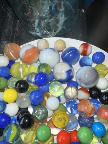 MIXED Lot Of Marbles In Atlas E-Z Seal Jar Plus Extra Marbles - Picture 2 of 5