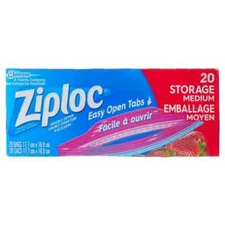 20 Ziploc Medium Storage Bags - Case of 12 FREE SHIPPING