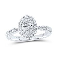 14kt White Gold Oval Diamond Halo Bridal Wedding Engagement Ring 1-1/4 Cttw